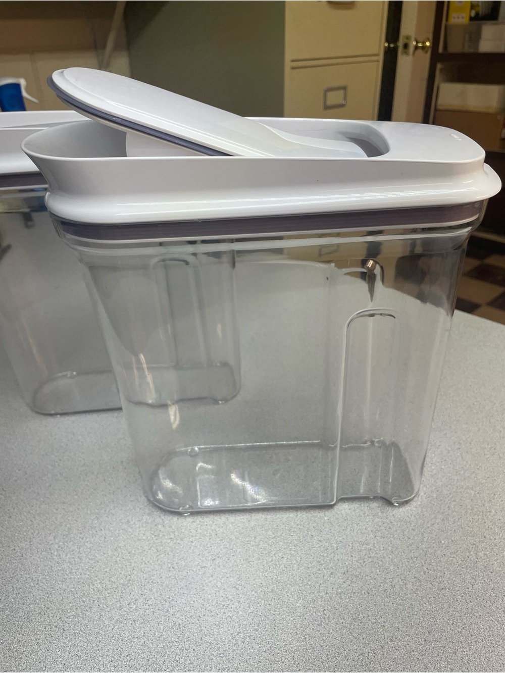 Source Unknown Clear Food Storage Canister with White Flip-Top Lid. set of two